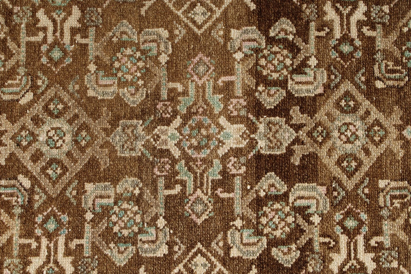 3x10 Light Brown and Brown Turkish Oushak Runner