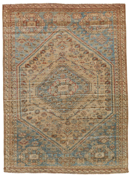 4x6 Beige and Light Blue Persian Rug