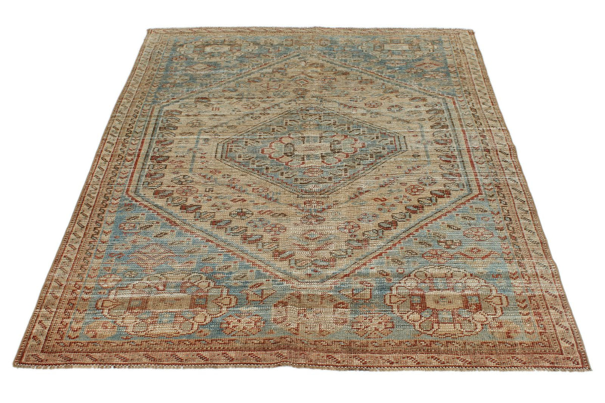 4x6 Beige and Light Blue Persian Rug