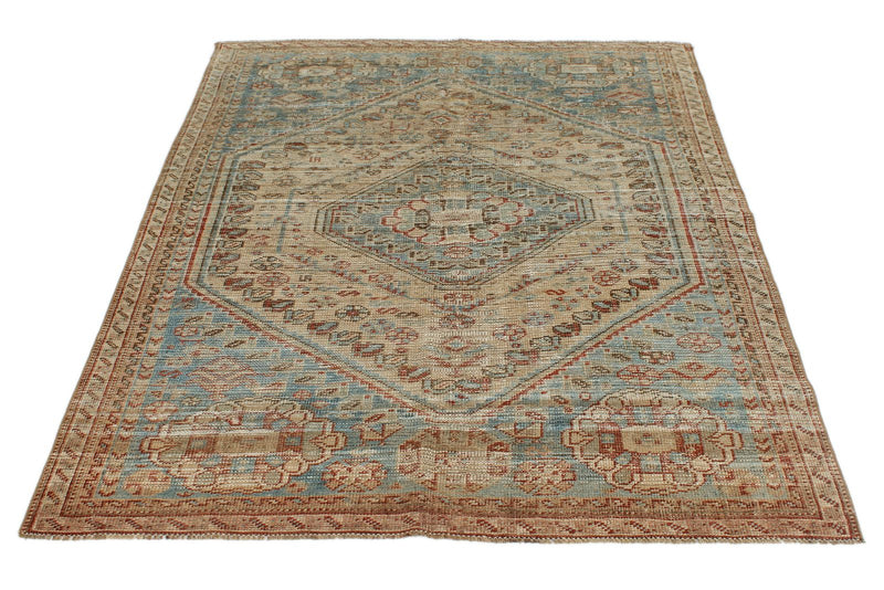 4x6 Beige and Light Blue Persian Rug