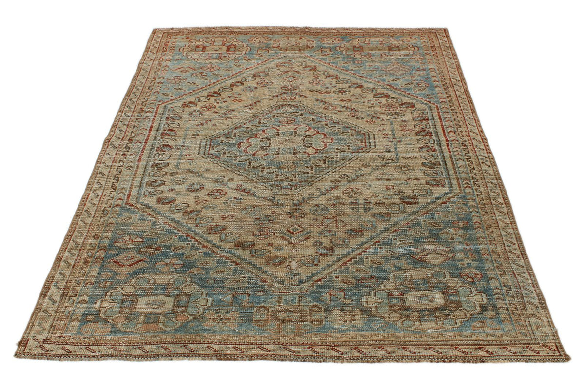 4x6 Beige and Light Blue Persian Rug