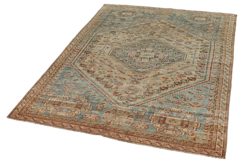 4x6 Beige and Light Blue Persian Rug
