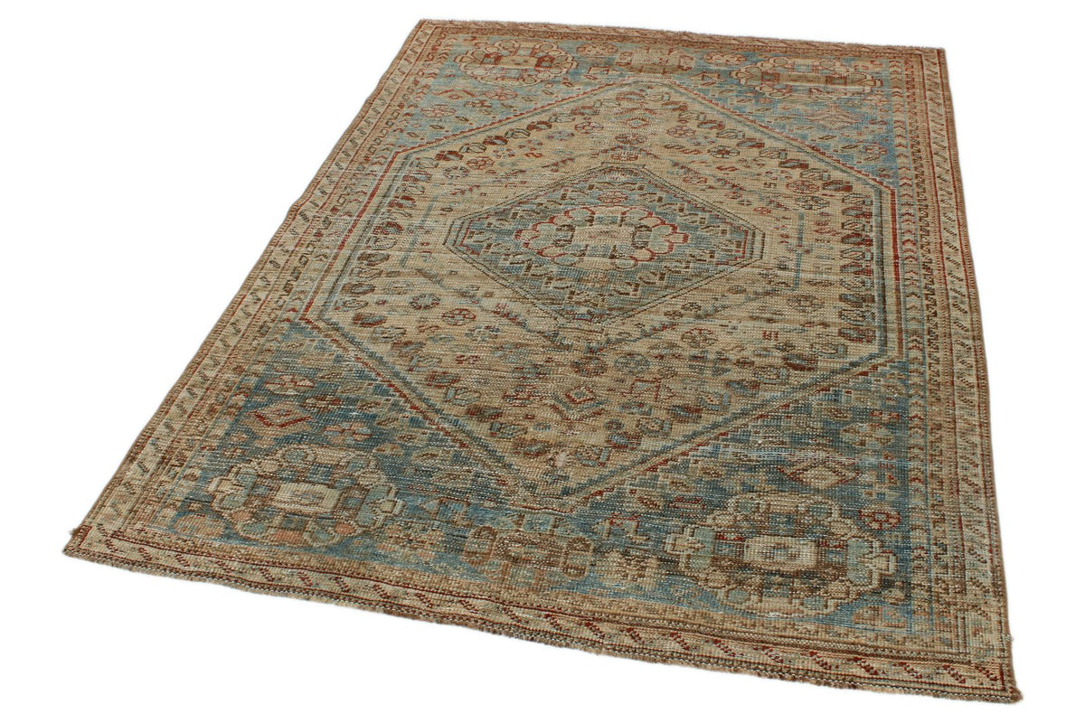 4x6 Beige and Light Blue Persian Rug