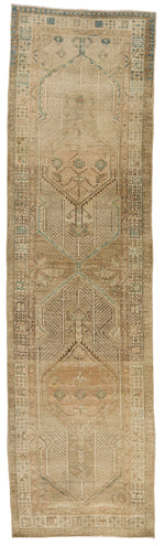 3x10 Light Brown and Multicolor Turkish Oushak Runner