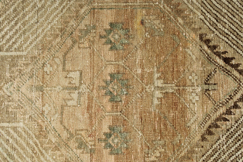 3x10 Light Brown and Multicolor Turkish Oushak Runner