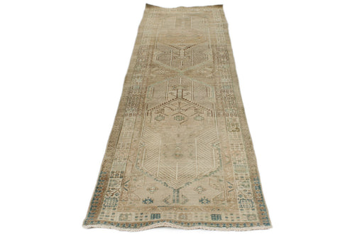 3x10 Light Brown and Multicolor Turkish Oushak Runner