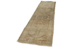 3x10 Light Brown and Multicolor Turkish Oushak Runner