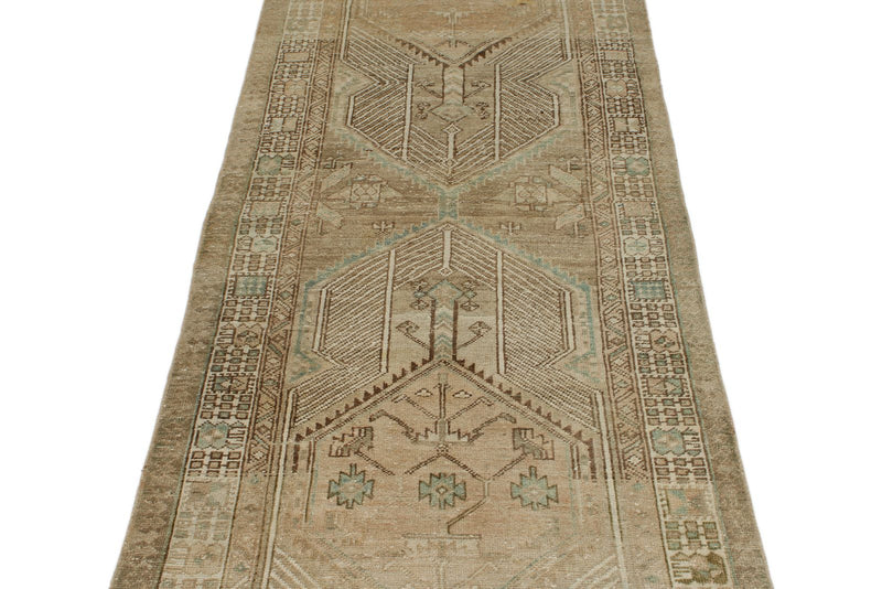 3x10 Light Brown and Multicolor Turkish Oushak Runner