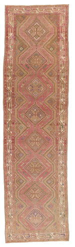 3x10 Pink and Rust Turkish Persian Runner