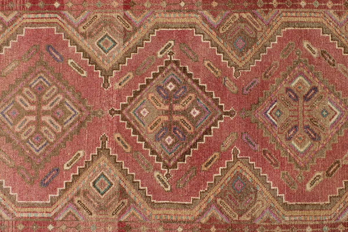 3x10 Pink and Rust Turkish Persian Runner