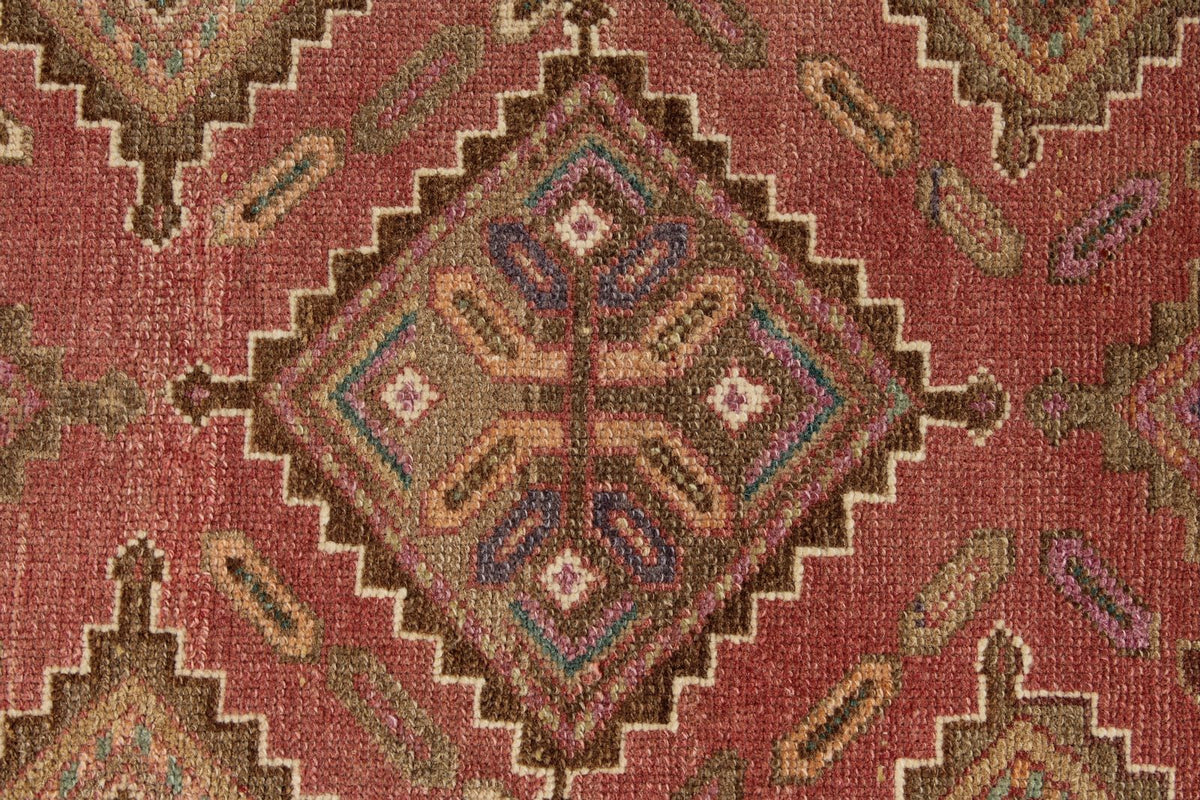 3x10 Pink and Rust Turkish Persian Runner