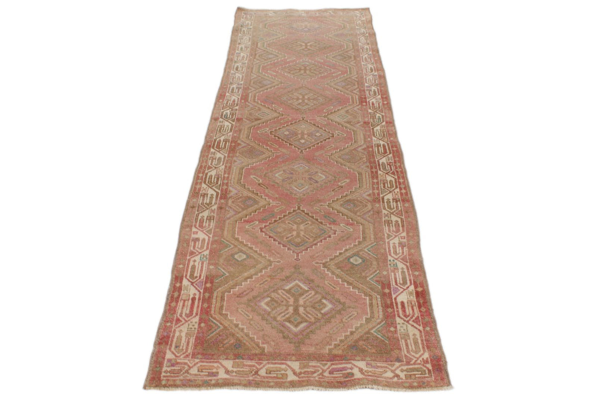 3x10 Pink and Rust Turkish Persian Runner