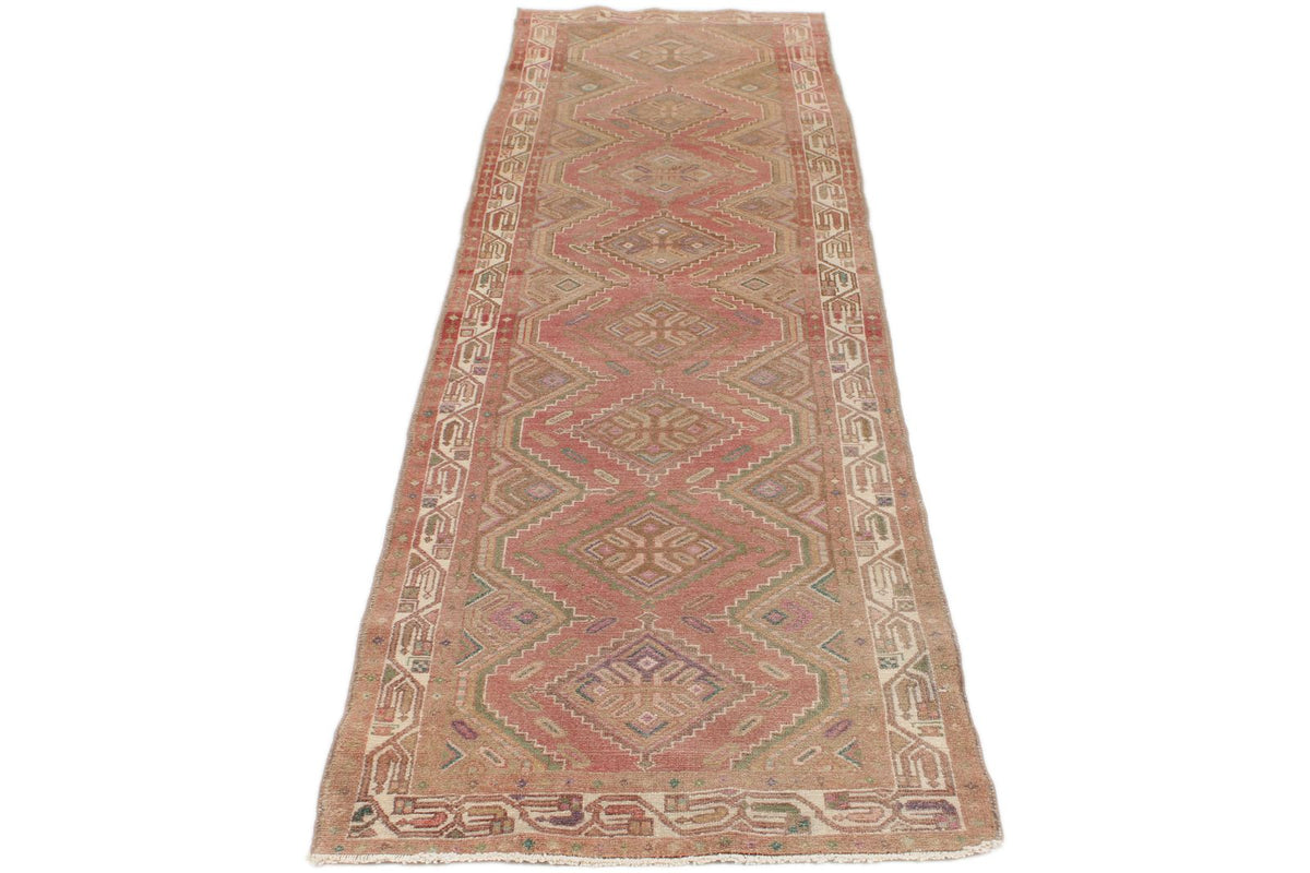 3x10 Pink and Rust Turkish Persian Runner