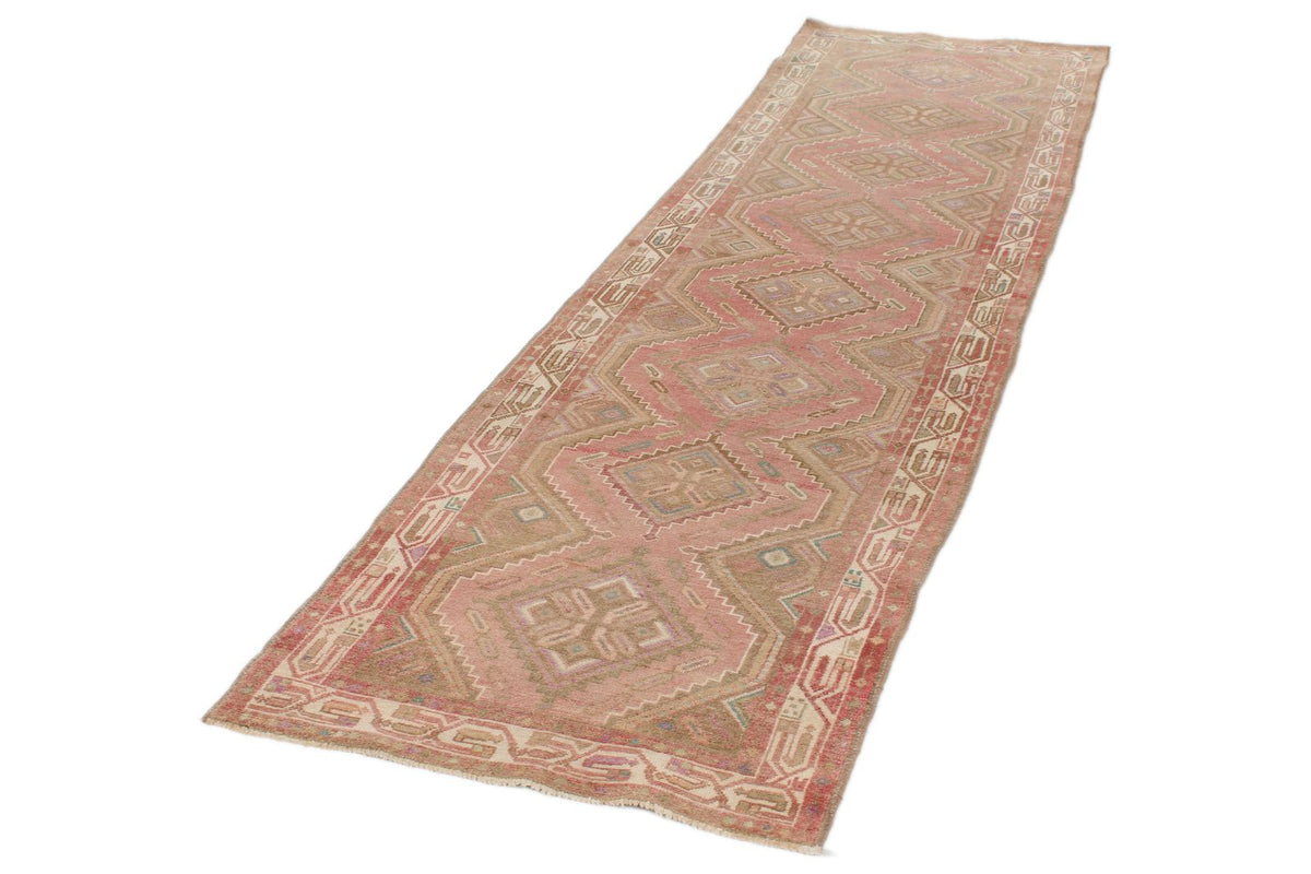 3x10 Pink and Rust Turkish Persian Runner