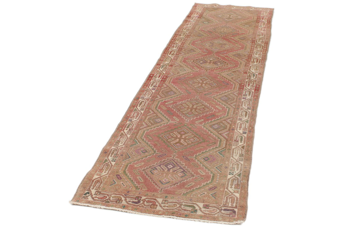 3x10 Pink and Rust Turkish Persian Runner