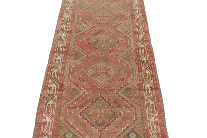 3x10 Pink and Rust Turkish Persian Runner