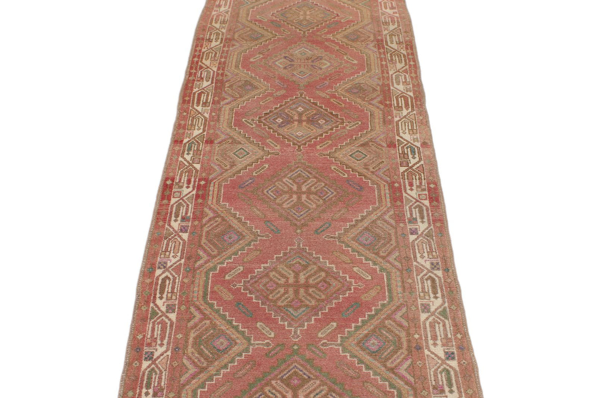 3x10 Pink and Rust Turkish Persian Runner