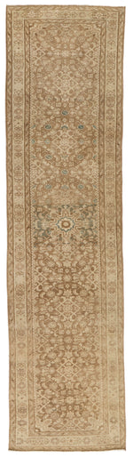 3x10 Light Brown and Brown Turkish Oushak Runner