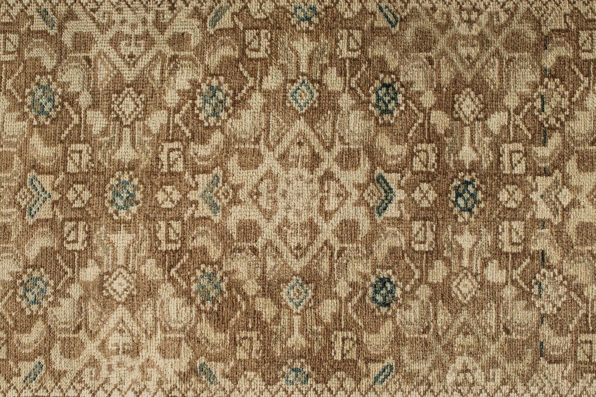 3x10 Light Brown and Brown Turkish Oushak Runner