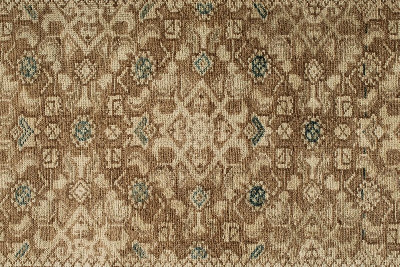 3x10 Light Brown and Brown Turkish Oushak Runner