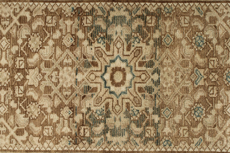 3x10 Light Brown and Brown Turkish Oushak Runner