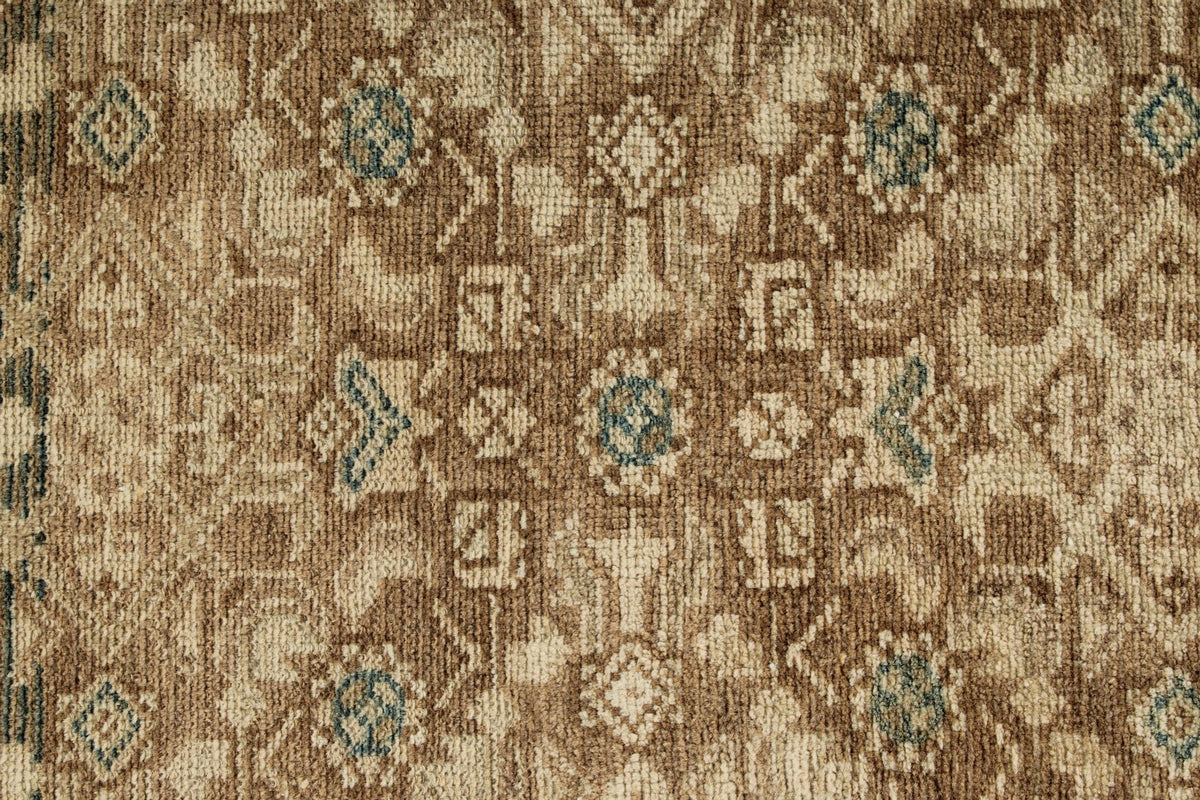 3x10 Light Brown and Brown Turkish Oushak Runner