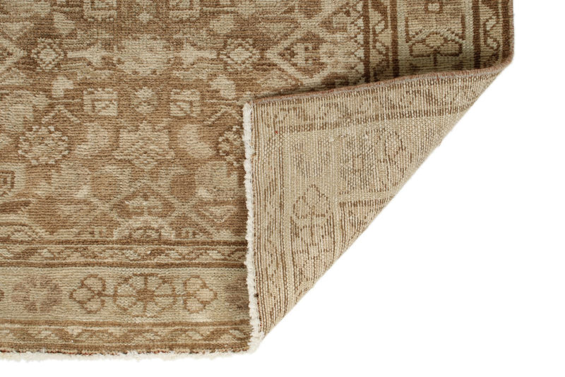 3x10 Light Brown and Brown Turkish Oushak Runner