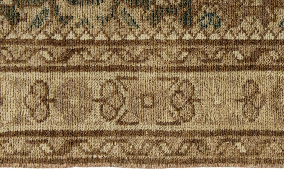 3x10 Light Brown and Brown Turkish Oushak Runner