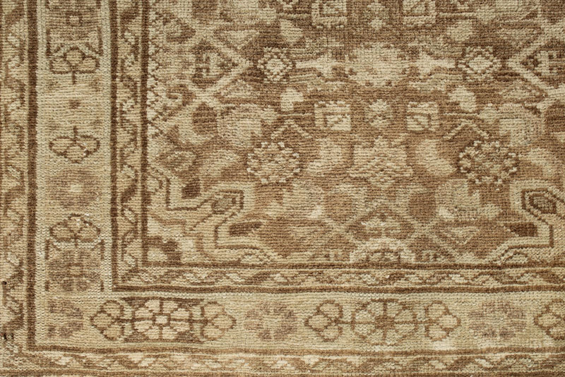 3x10 Light Brown and Brown Turkish Oushak Runner