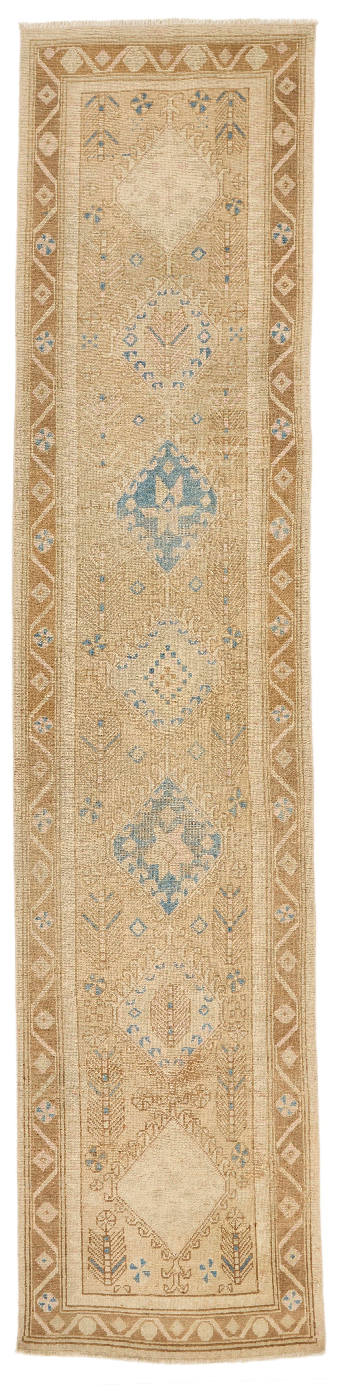 3x13 Beige and Light Brown Turkish Persian Runner