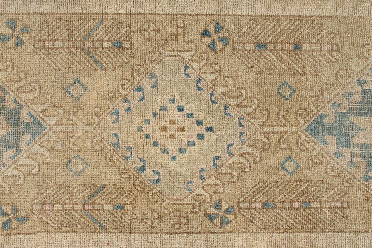 3x13 Beige and Light Brown Turkish Persian Runner