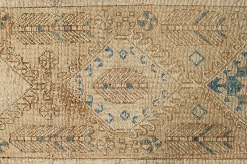 3x13 Beige and Light Brown Turkish Persian Runner