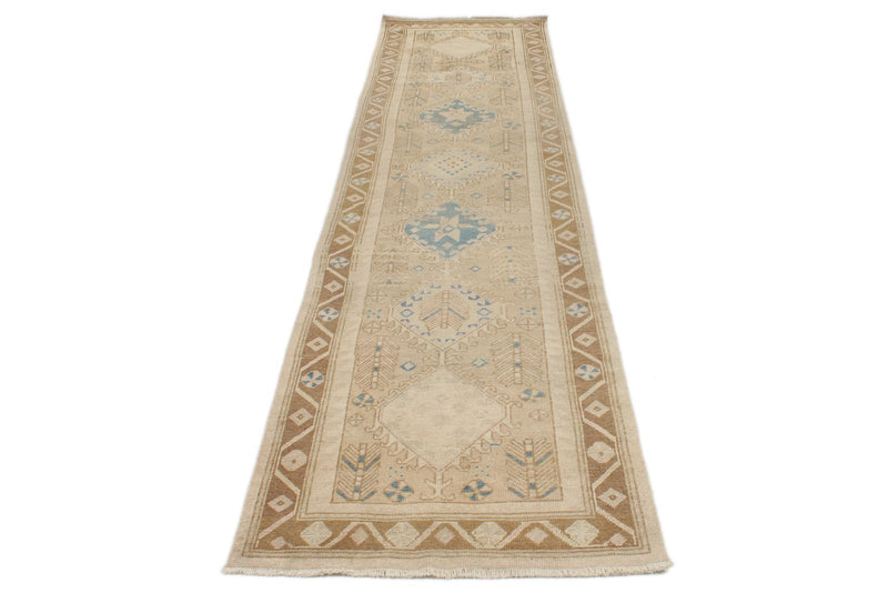 3x13 Beige and Light Brown Turkish Persian Runner