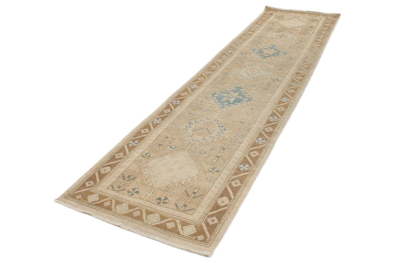 3x13 Beige and Light Brown Turkish Persian Runner