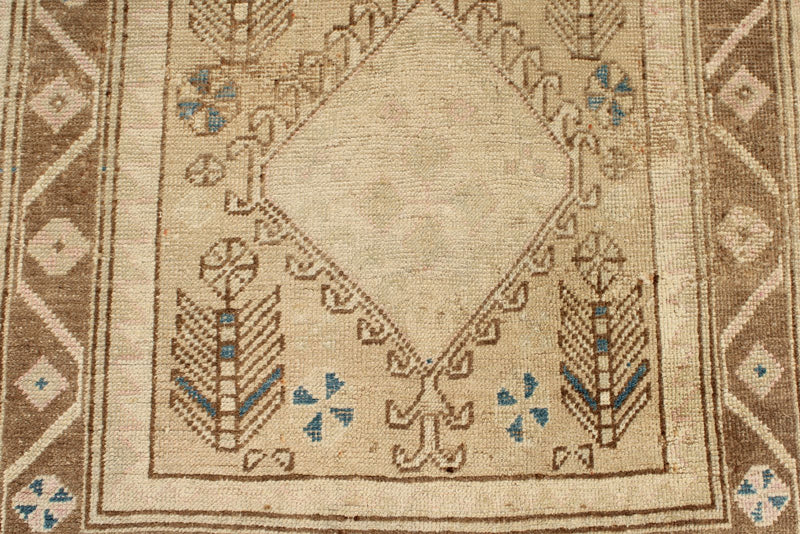3x13 Beige and Light Brown Turkish Persian Runner