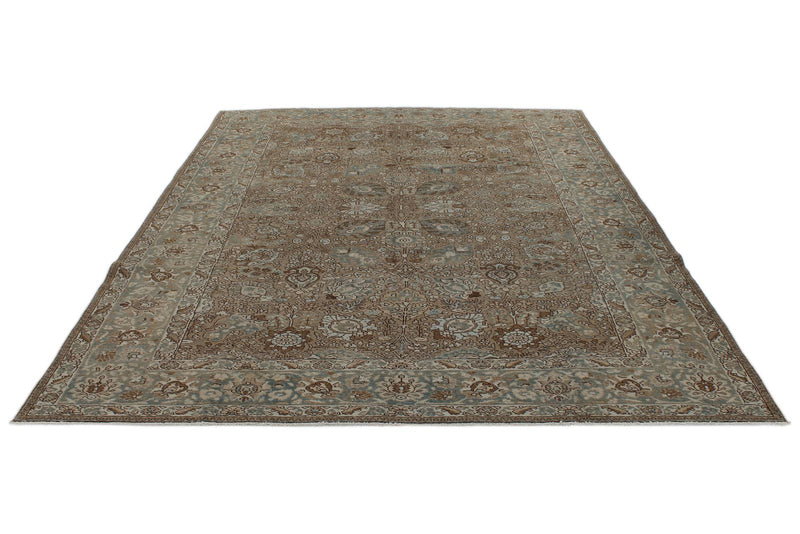 8x11 Brown and Light Blue Persian Traditional Rug