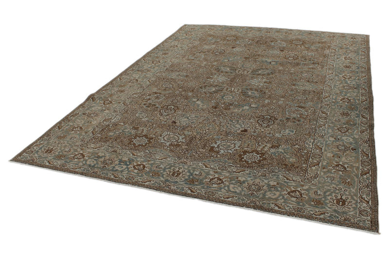 8x11 Brown and Light Blue Persian Traditional Rug