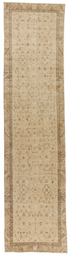 3x13 Beige and Dark Brown Turkish Oushak Runner