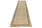 3x13 Beige and Dark Brown Turkish Oushak Runner