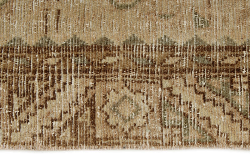 3x13 Beige and Dark Brown Turkish Oushak Runner