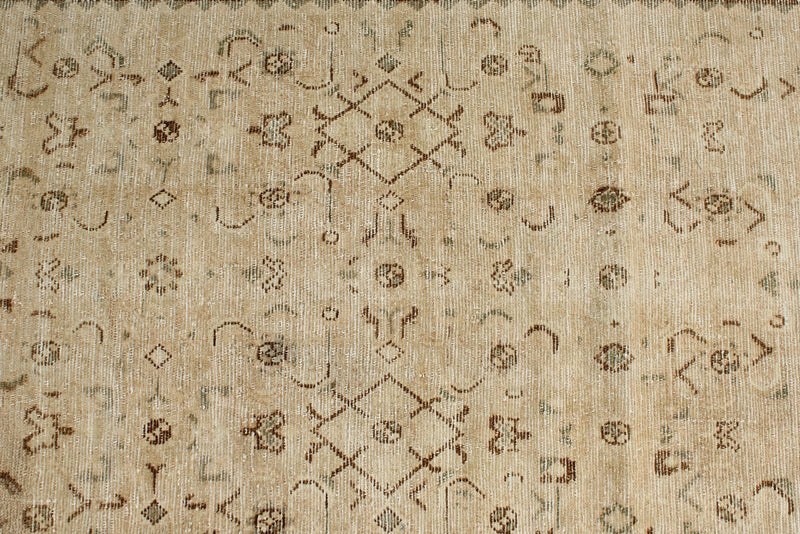 3x13 Beige and Dark Brown Turkish Oushak Runner