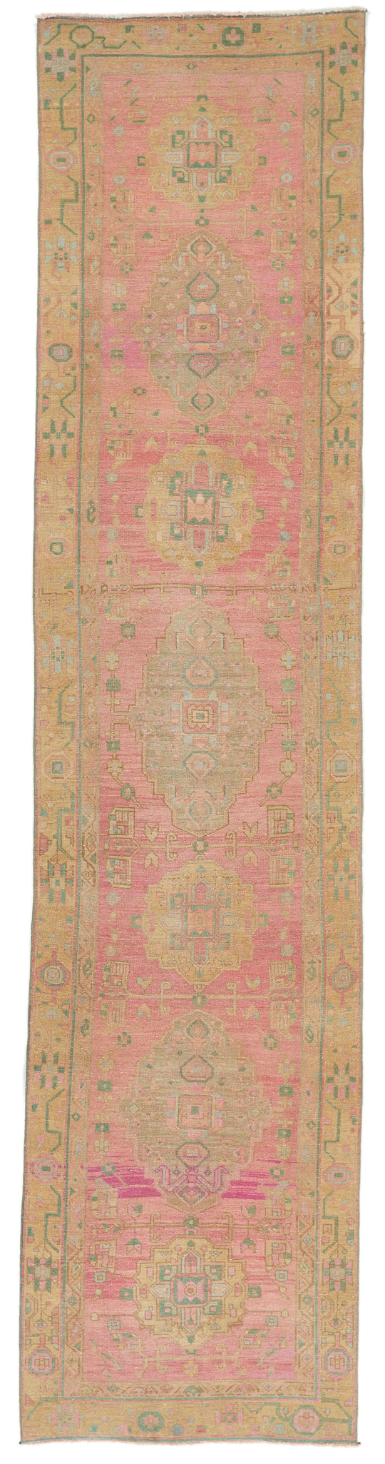 3x13 Pink and Beige Turkish Persian Runner