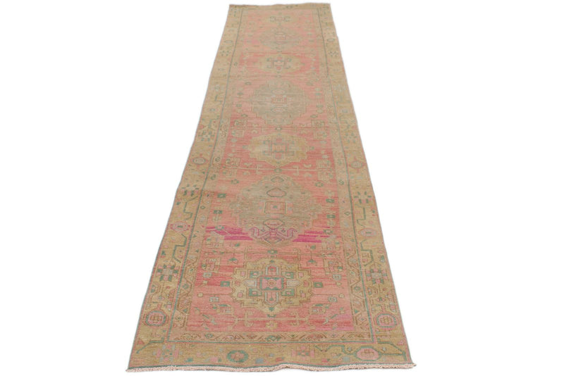 3x13 Pink and Beige Turkish Persian Runner