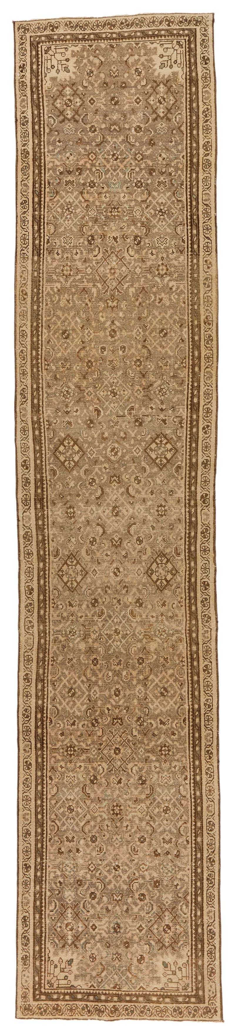 3x13 Light Brown and Light Camel Turkish Oushak Runner