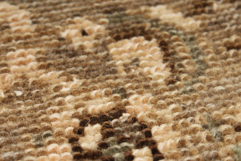 3x13 Light Brown and Light Camel Turkish Oushak Runner