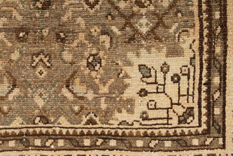 3x13 Light Brown and Light Camel Turkish Oushak Runner