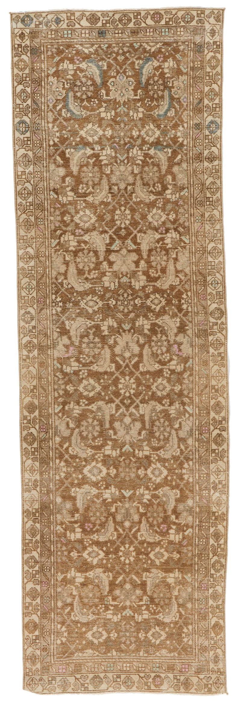 3x9 Light Brown and Beige Turkish Oushak Runner