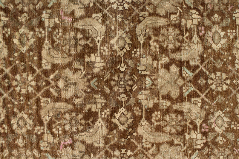 3x9 Light Brown and Beige Turkish Oushak Runner