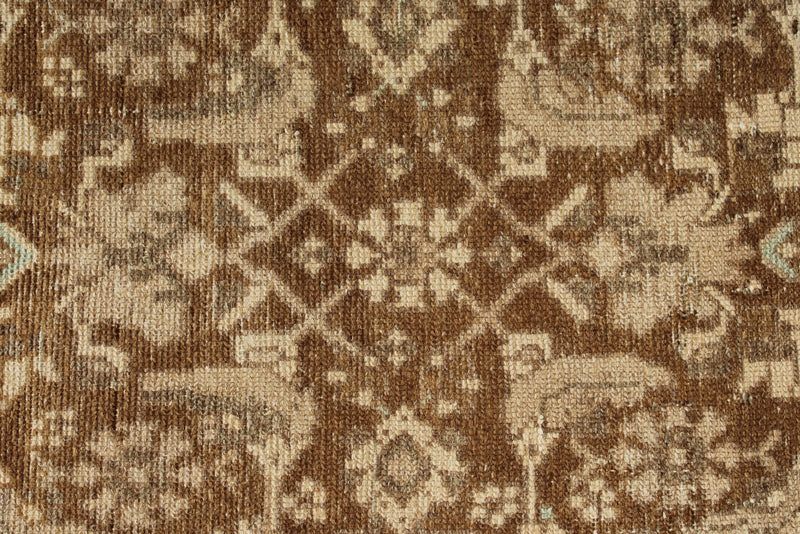 3x9 Light Brown and Beige Turkish Oushak Runner