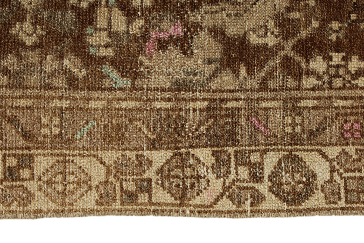 3x9 Light Brown and Beige Turkish Oushak Runner